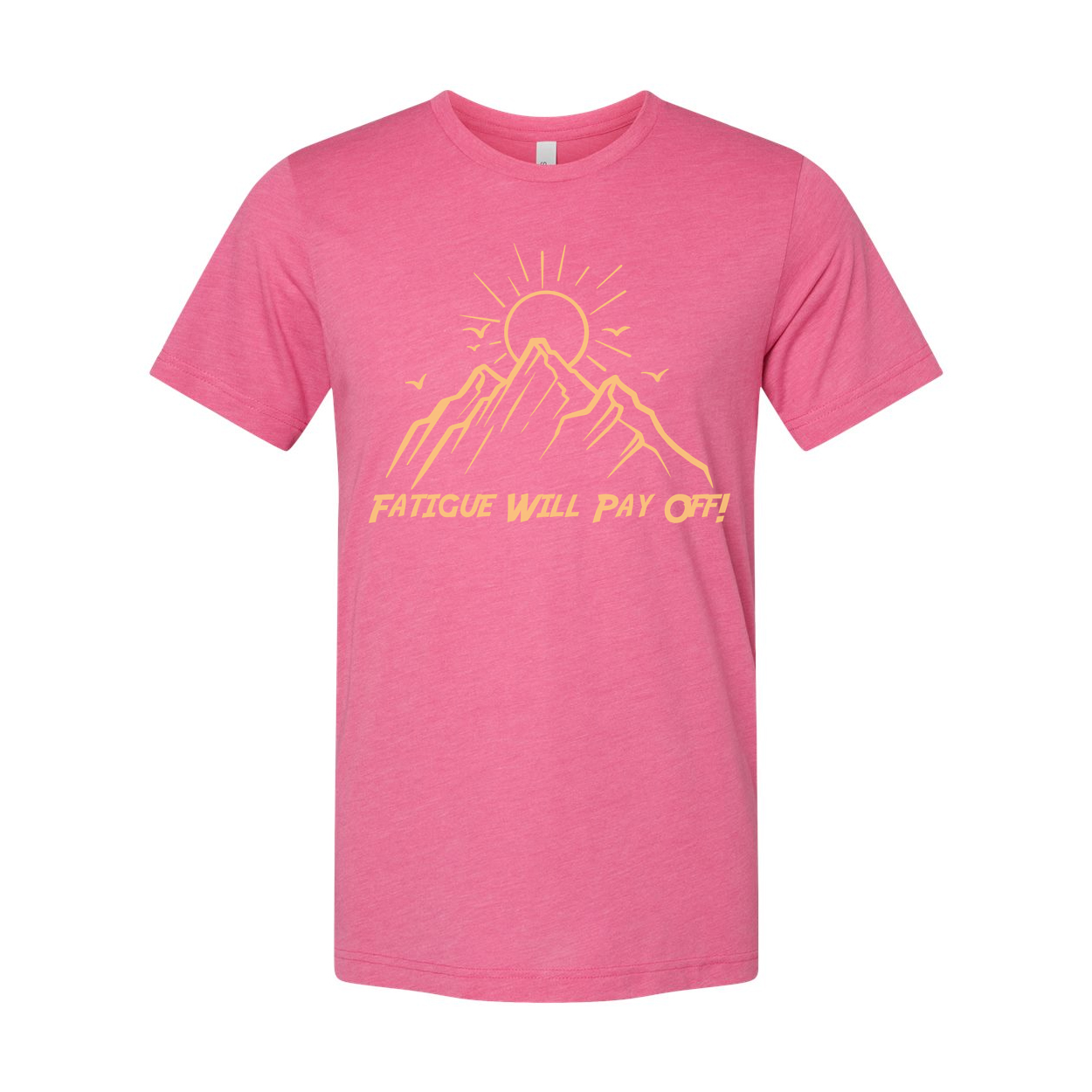 Unisex Outdoor Mountain Sunrise Graphic T Shirt With Sun Peaks And Flying Birds Design