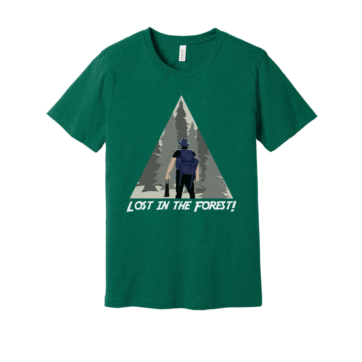 Lost In The Forest Hiking Graphic Tee With Woodland Triangle Illustration For Outdoor Enthusiasts