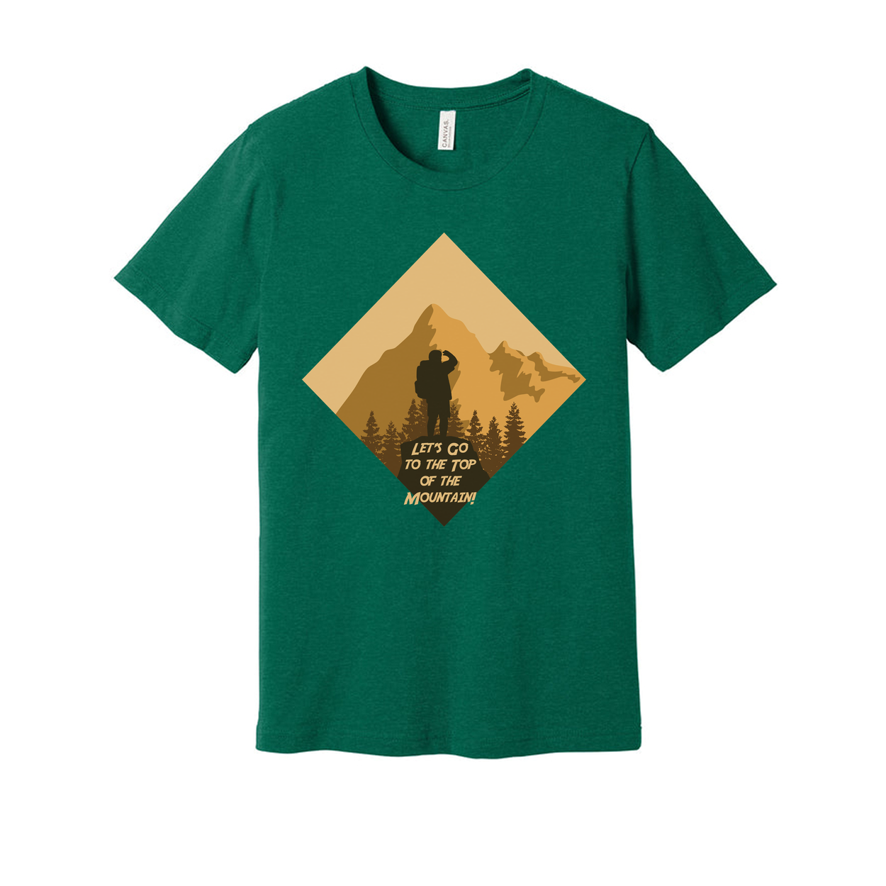 Unisex Outdoor Hiking Graphic T Shirt With Diamond Mountain Silhouette And Hiker