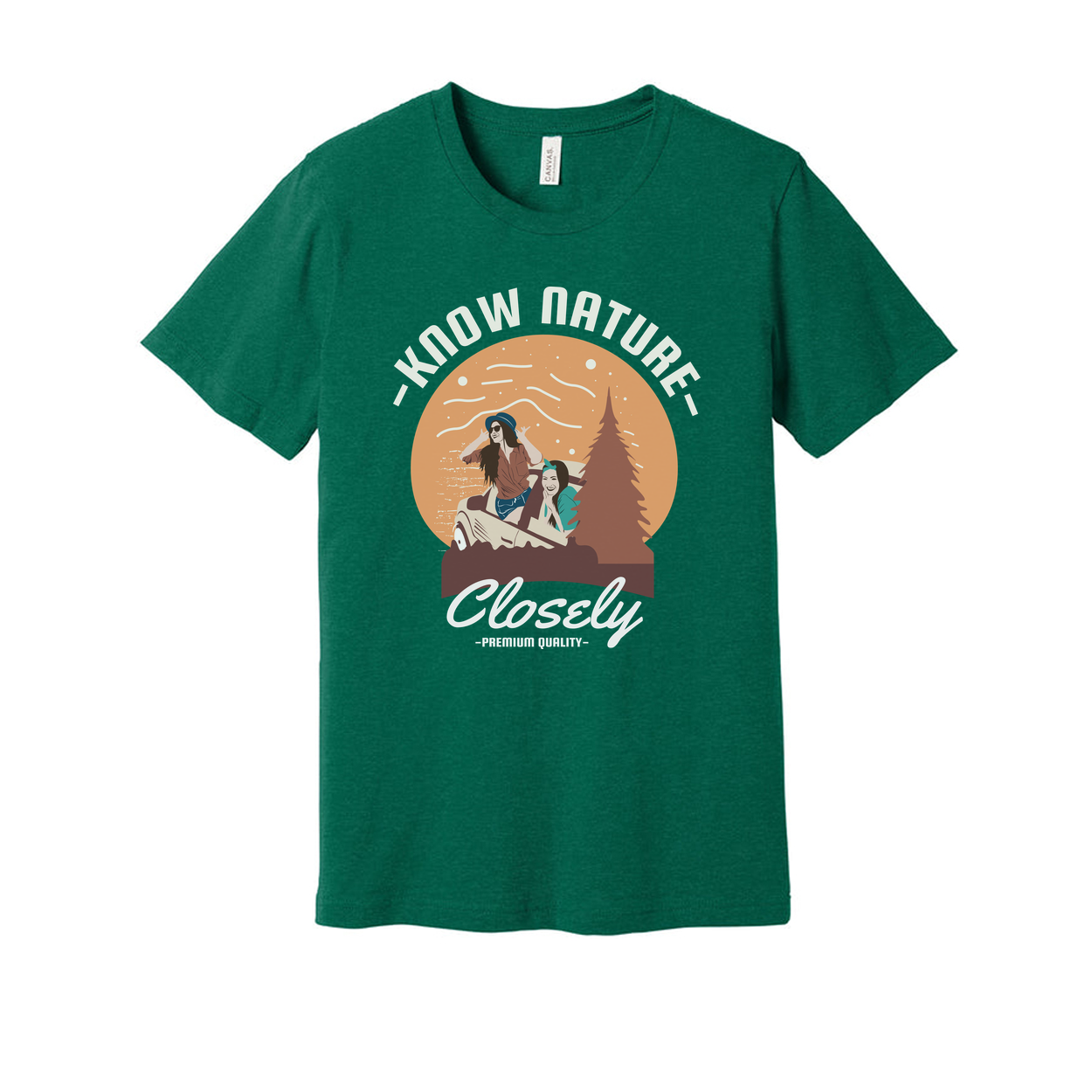 Know Nature Closely Outdoor Scene Graphic Tee With Sunset Circle For Unisex Adults
