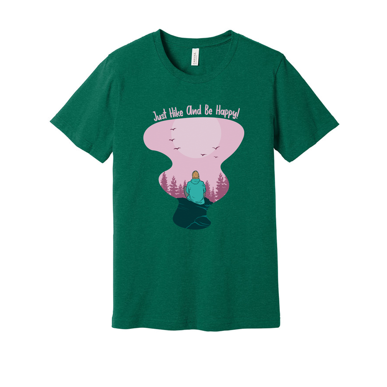 Unisex Outdoor Hiking Graphic T Shirt Featuring Pink Landscape And Nature Scene Artwork