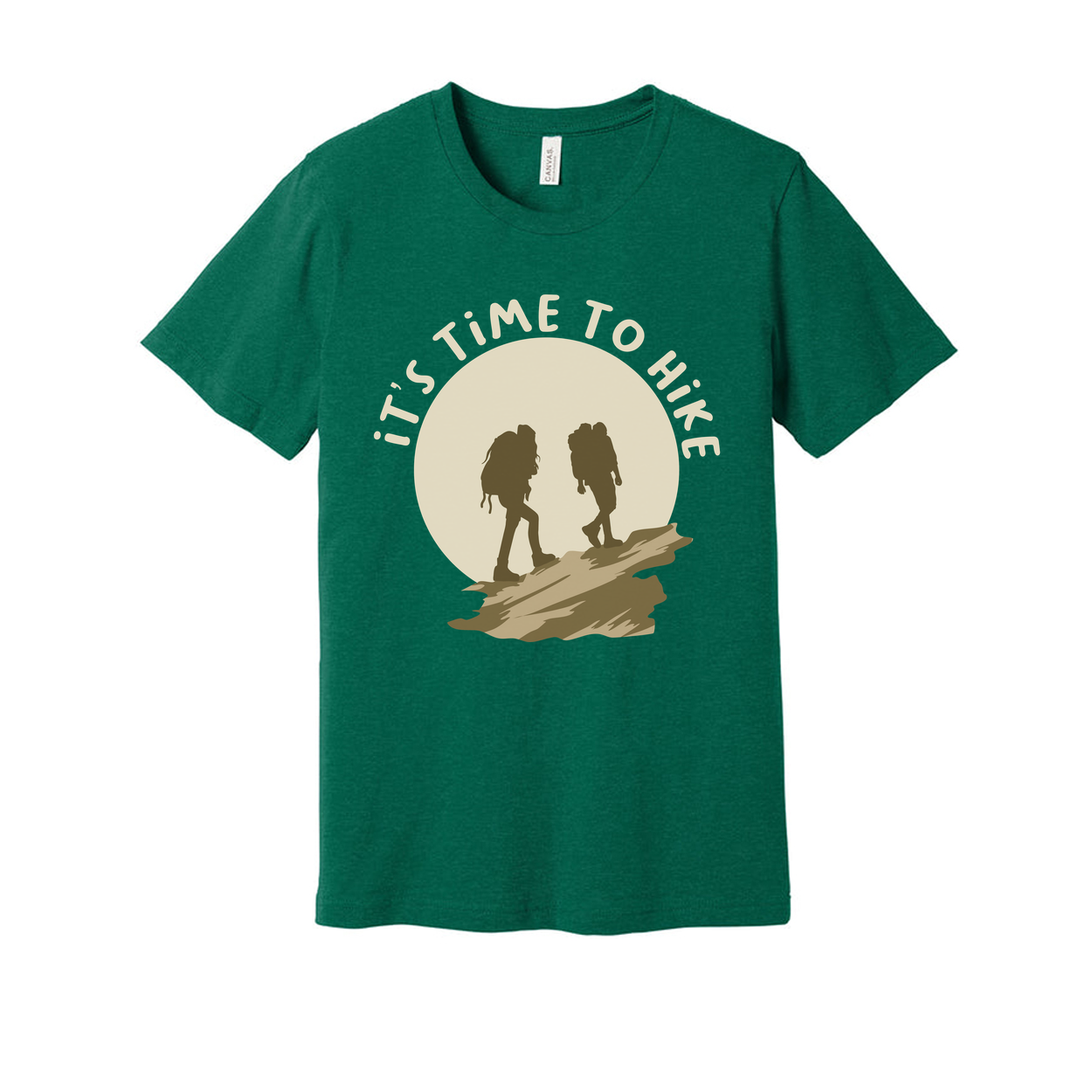 Unisex Outdoor Hiking Graphic T Shirt With Sunset Backdrop And Two Hikers Silhouette
