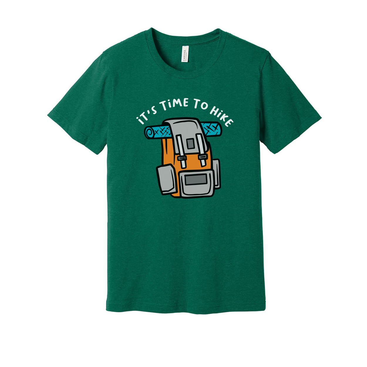 Unisex Outdoor Hiking Backpack Graphic T Shirt With Roll Mat It's Time To Hike Adventure Gear Tee