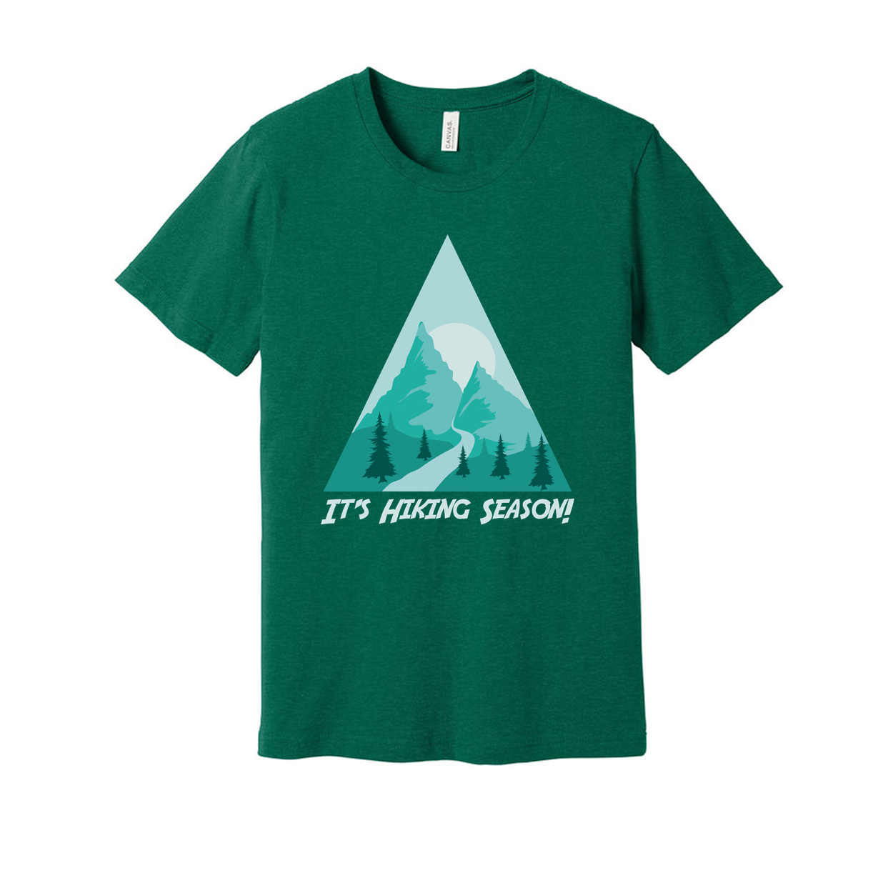 Unisex Hiking Mountain Scene Graphic Tee With Triangular Mountain Design For Outdoor Enthusiasts