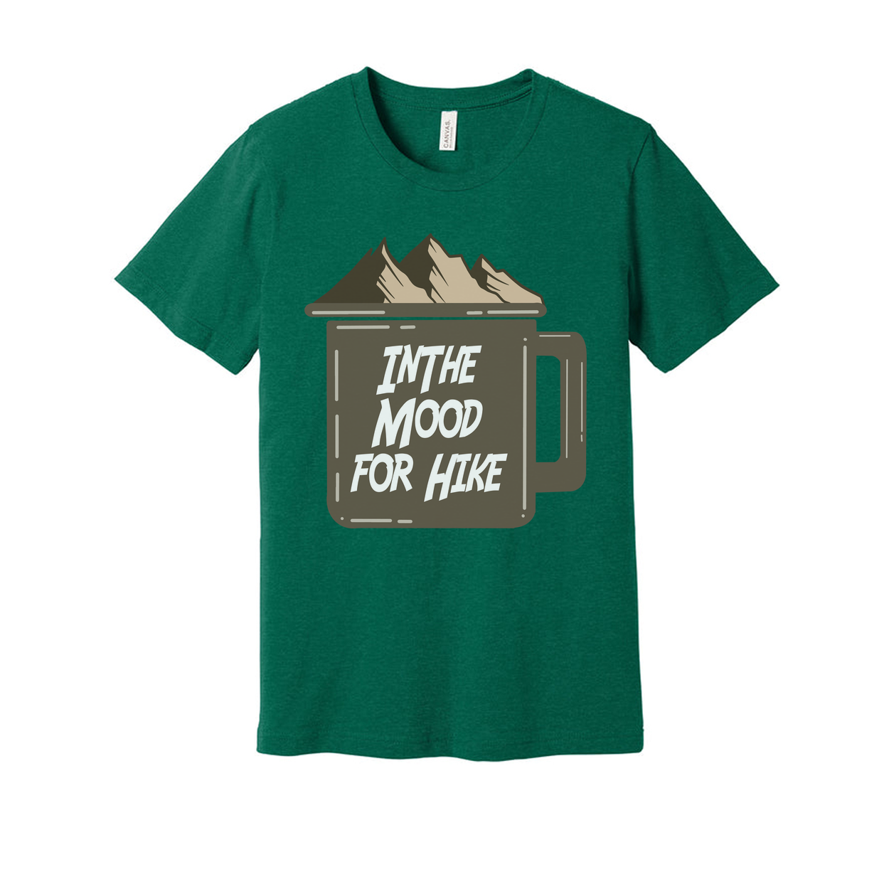 Unisex Outdoor Graphic Tee With Mountain Mug Artwork And In The Mood For Hike Quote