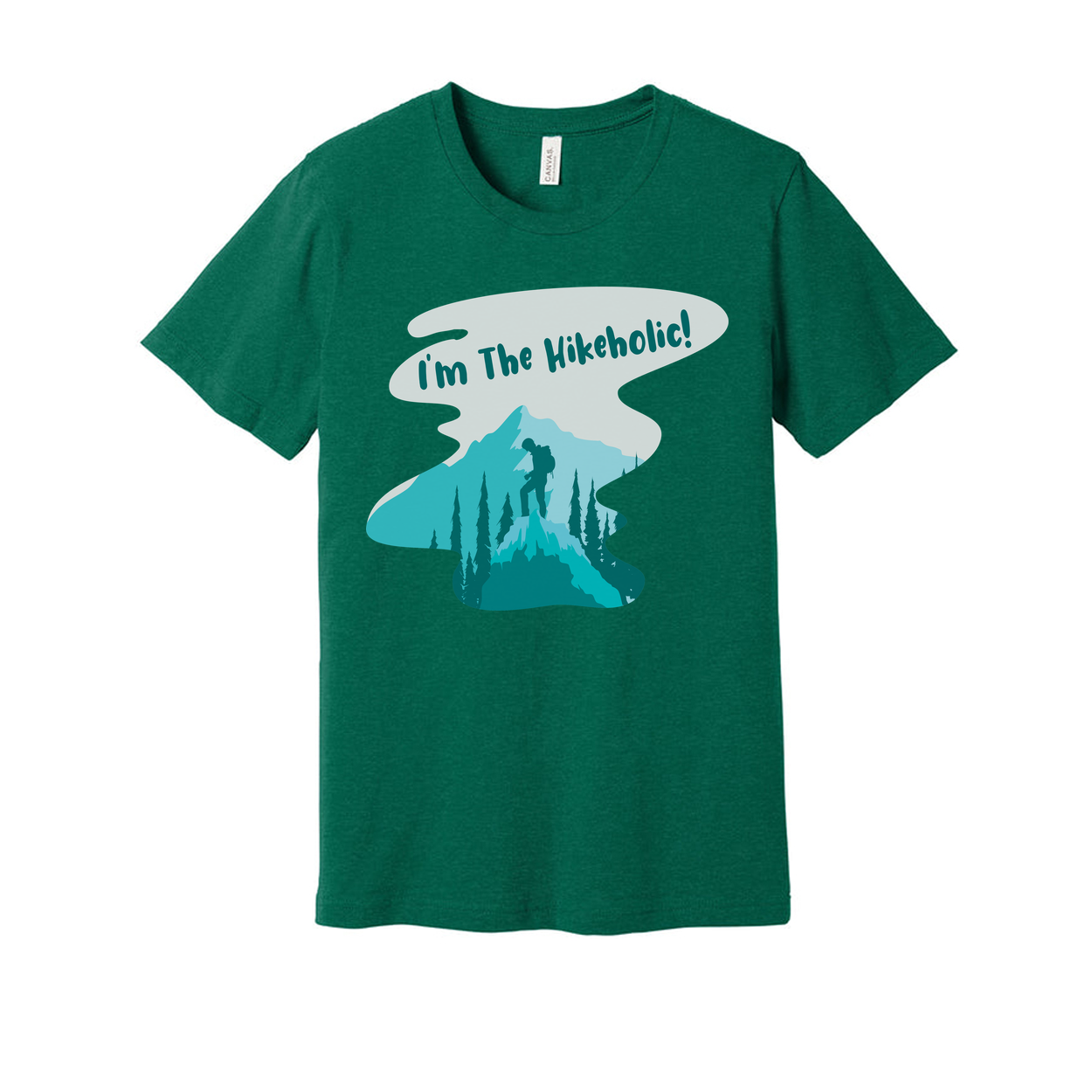 Unisex Hiking Themed T Shirt With Mountain Landscape Graphic And Hiker Silhouette Design