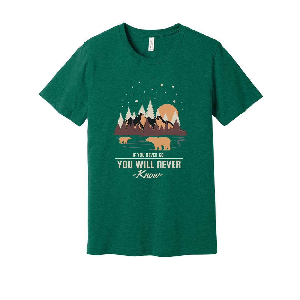 Unisex Outdoor Scene Graphic T Shirt With Forest Mountains River And Bears