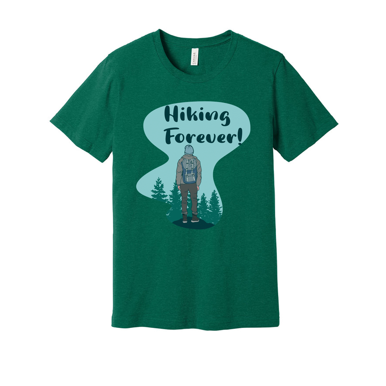 Unisex Hiking Forever Graphic T Shirt With Backpacker And Forest Scene Artwork For Outdoor Enthusiasts