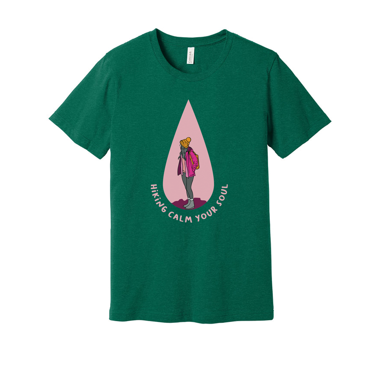 Unisex Outdoor Hiking T Shirt With Pink Teardrop Graphic And Hiking Calm Your Soul