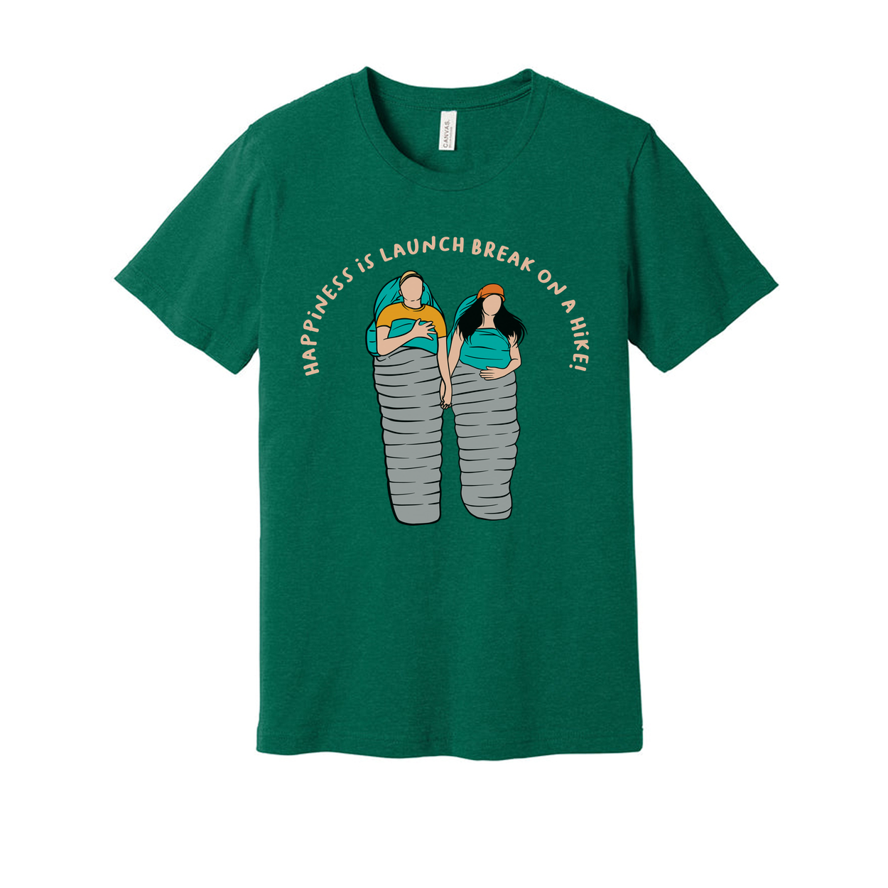 Unisex Outdoor Adventure T Shirt With Two Hikers In Sleeping Bags Illustration Graphic
