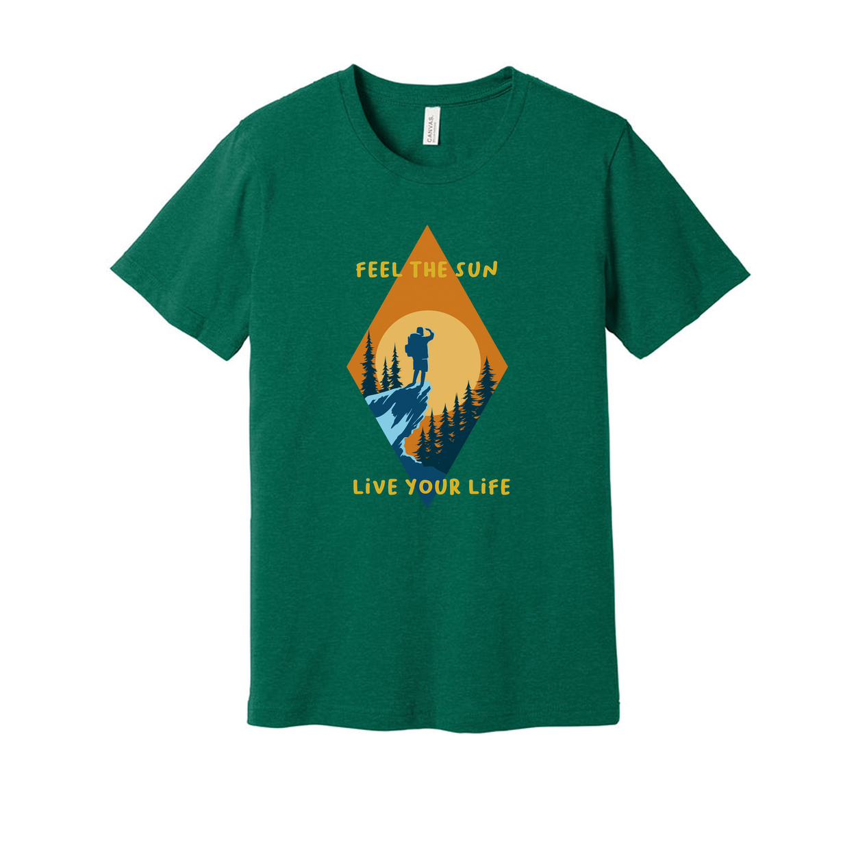 Unisex Outdoor Adventure T Shirt With Sunset Hiker Graphic And Forest Landscape For Outdoor Enthusiasts