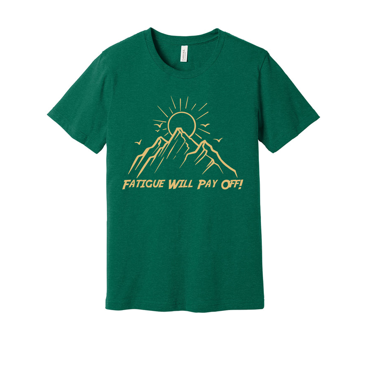 Unisex Outdoor Mountain Sunrise Graphic T Shirt With Sun Peaks And Flying Birds Design