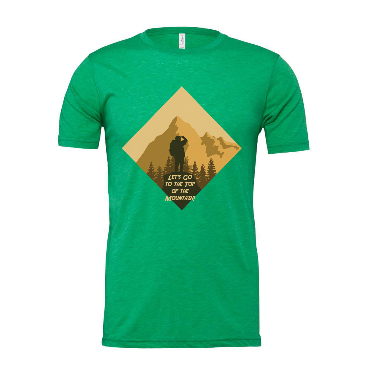 Unisex Outdoor Hiking Graphic T Shirt With Diamond Mountain Silhouette And Hiker