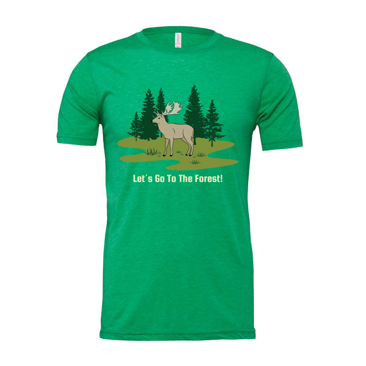 Unisex Outdoor Forest Scene T Shirt With Deer And Pine Trees Graphic Artwork For Nature Lovers