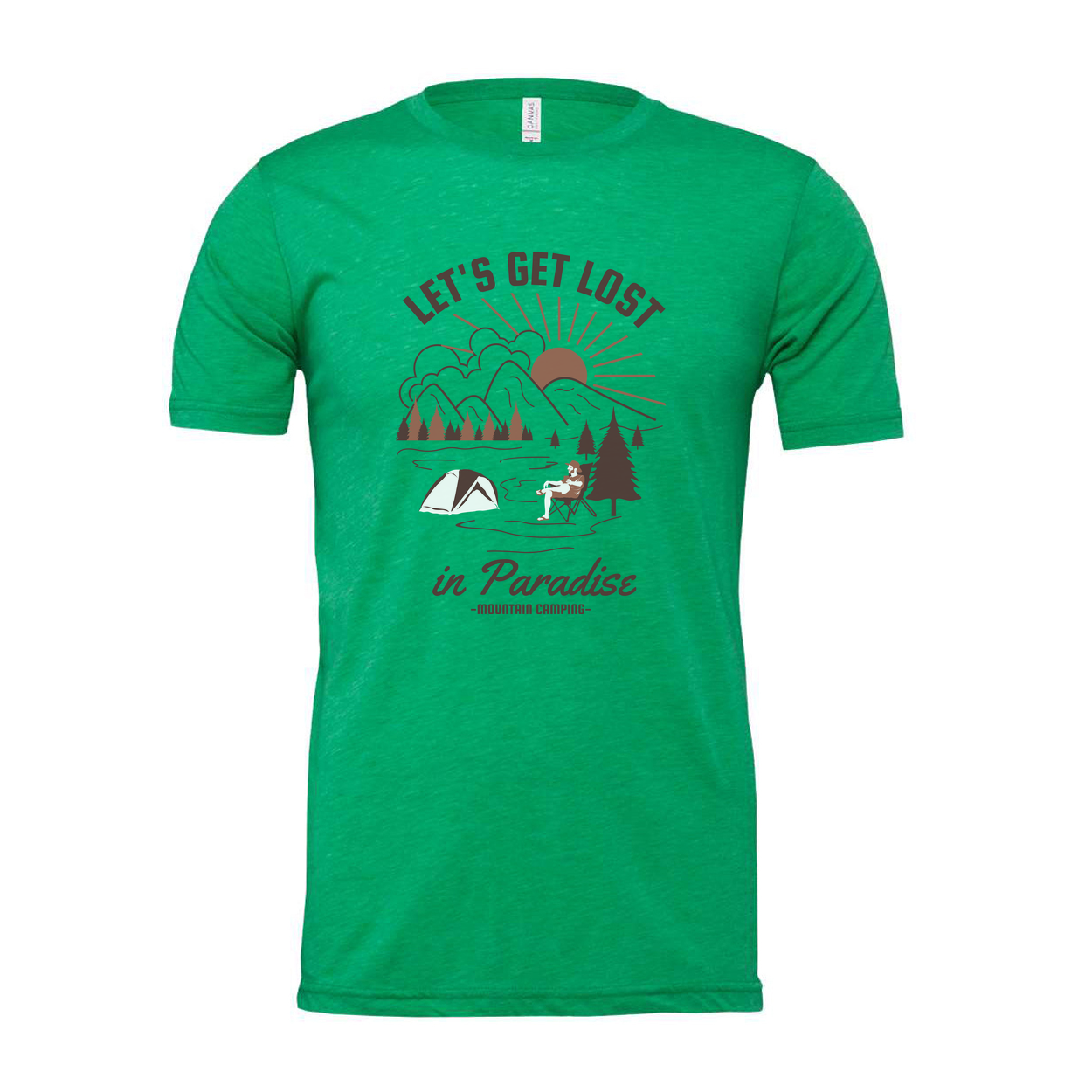 Let's Get Lost In Paradise Mountain Camping Graphic Tee For Outdoor Enthusiasts Unisex Shirt