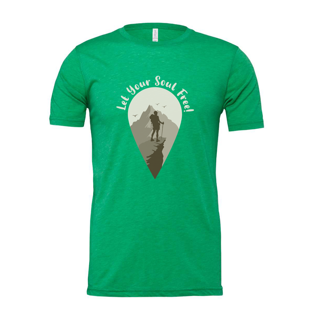 Outdoors Unisex Hiking Graphic Tee With Mountain Silhouette And Let Your Soul Feed