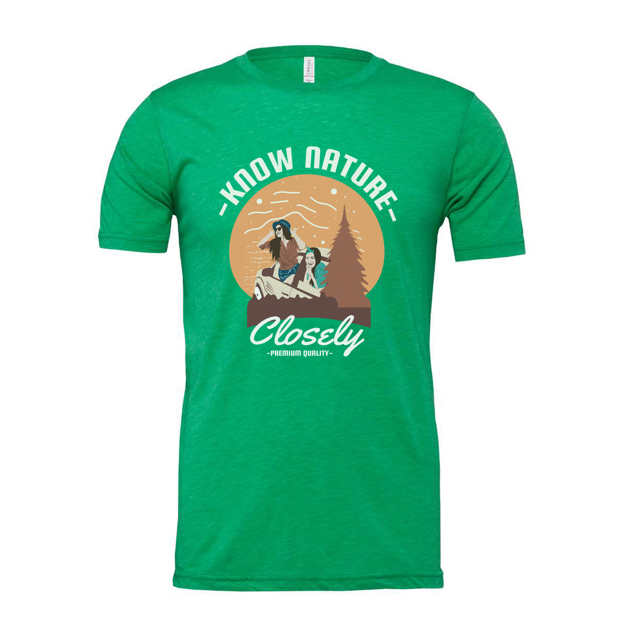 Know Nature Closely Outdoor Scene Graphic Tee With Sunset Circle For Unisex Adults