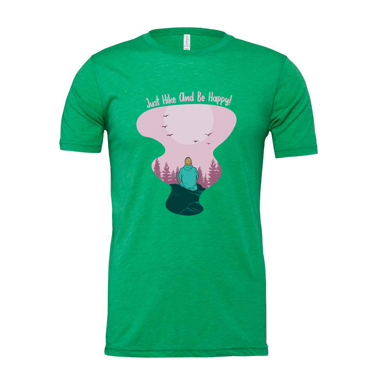 Unisex Outdoor Hiking Graphic T Shirt Featuring Pink Landscape And Nature Scene Artwork