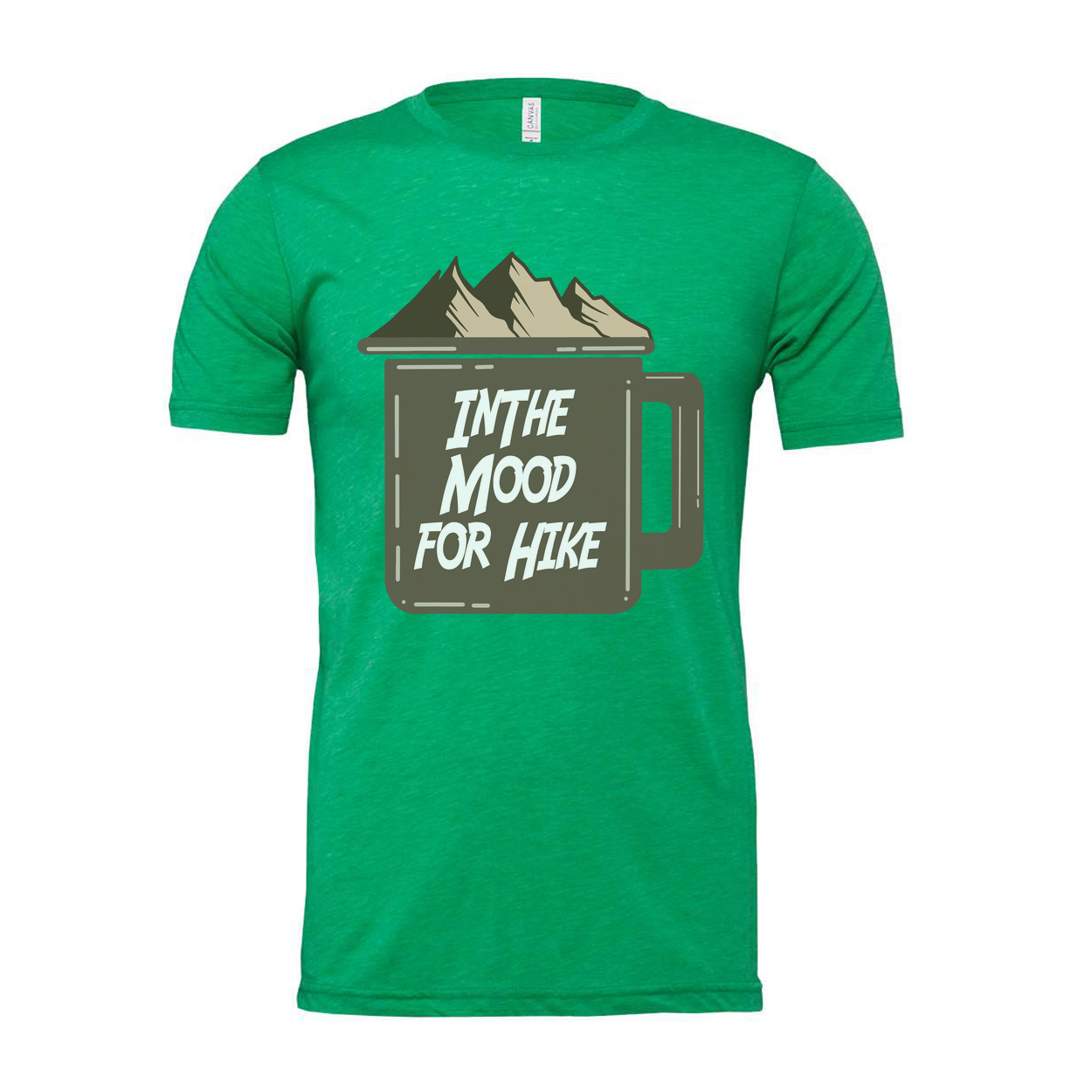 Unisex Outdoor Graphic Tee With Mountain Mug Artwork And In The Mood For Hike Quote
