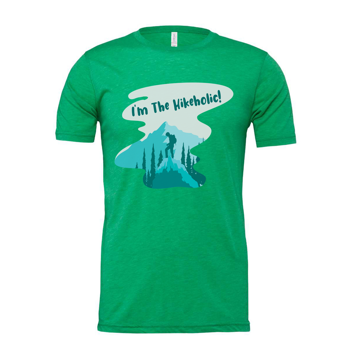 Unisex Hiking Themed T Shirt With Mountain Landscape Graphic And Hiker Silhouette Design