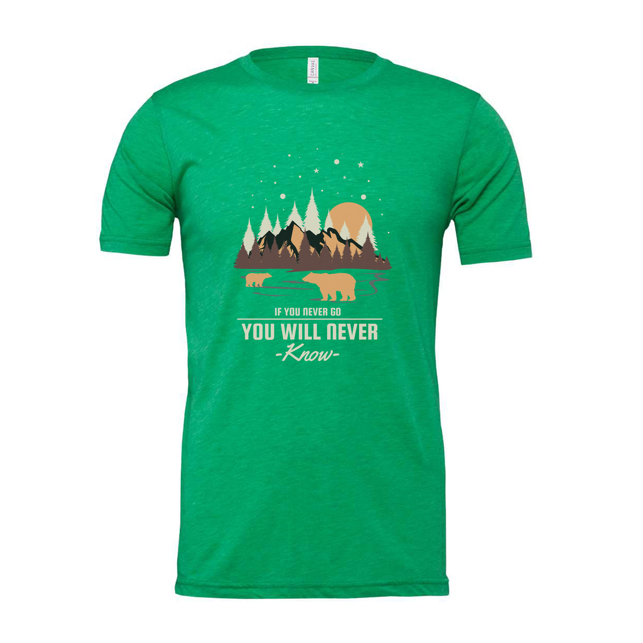 Unisex Outdoor Scene Graphic T Shirt With Forest Mountains River And Bears