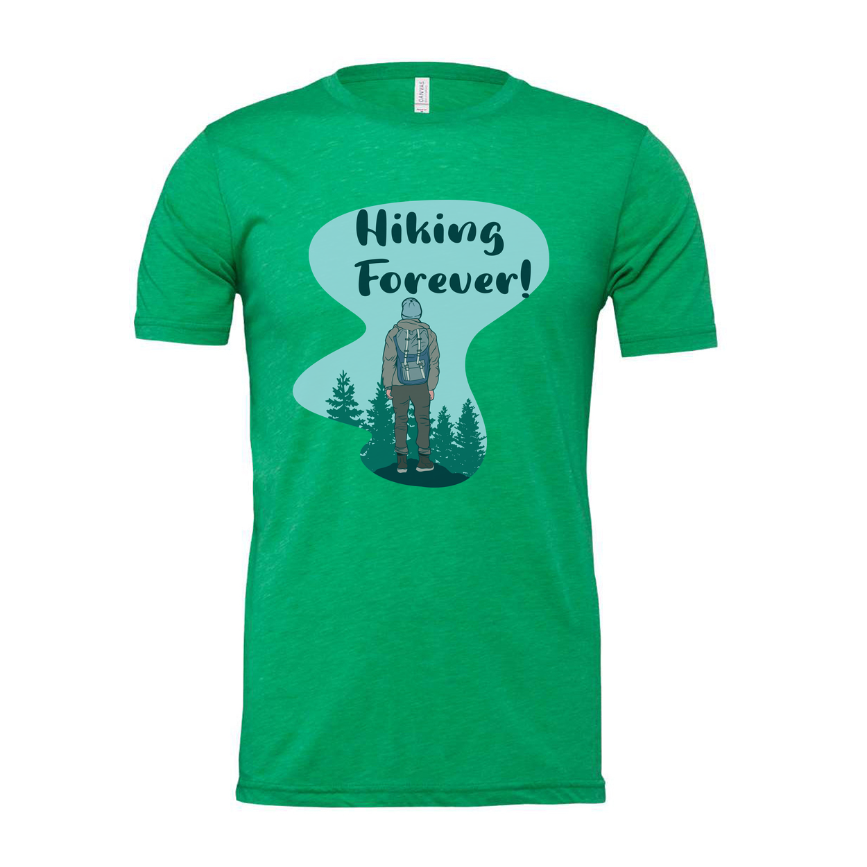 Unisex Hiking Forever Graphic T Shirt With Backpacker And Forest Scene Artwork For Outdoor Enthusiasts