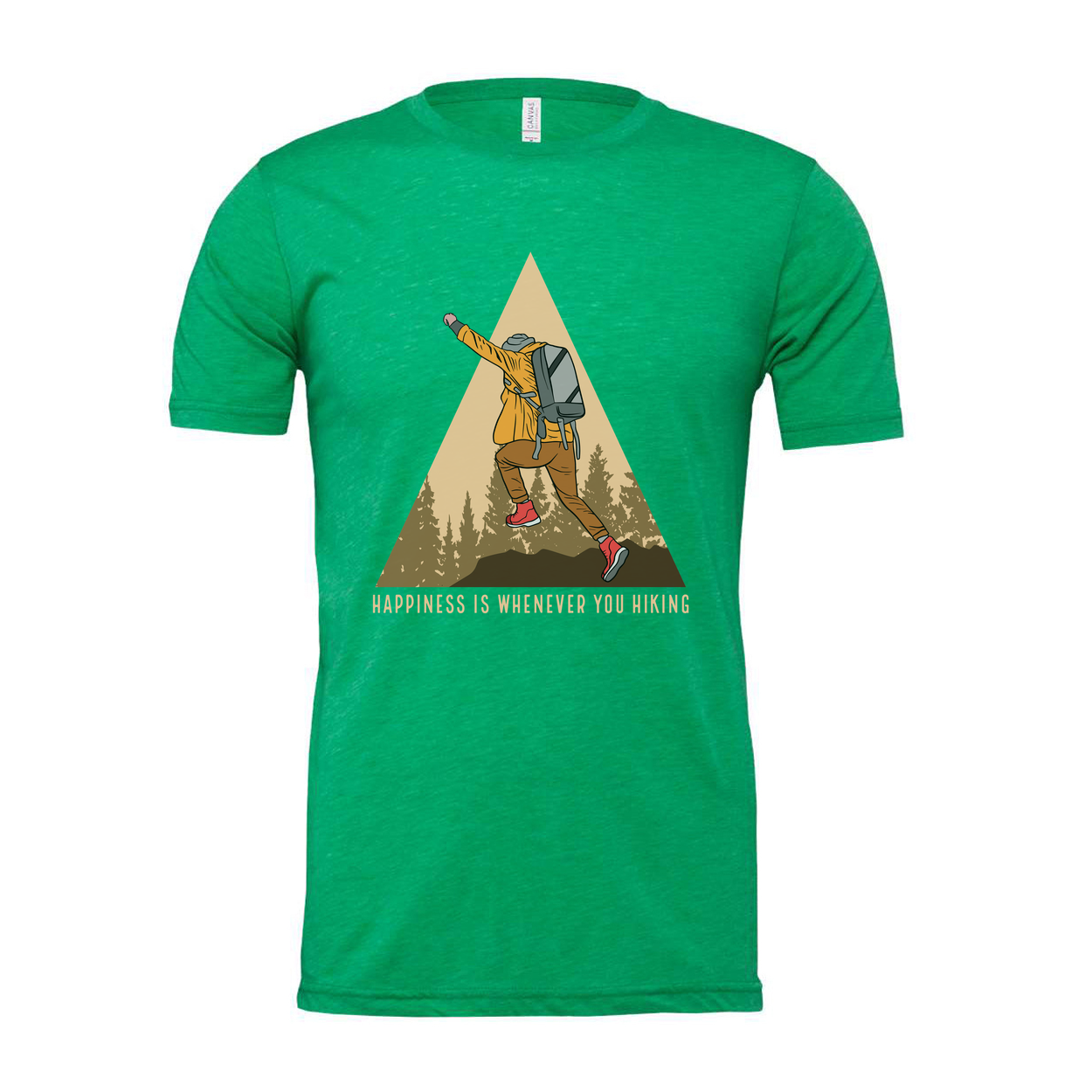 Unisex Hiking Graphic Tee For Outdoor Enthusiasts With Triangle Mountain Landscape Design Edition