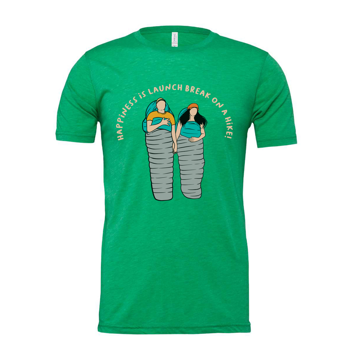 Unisex Outdoor Adventure T Shirt With Two Hikers In Sleeping Bags Illustration Graphic