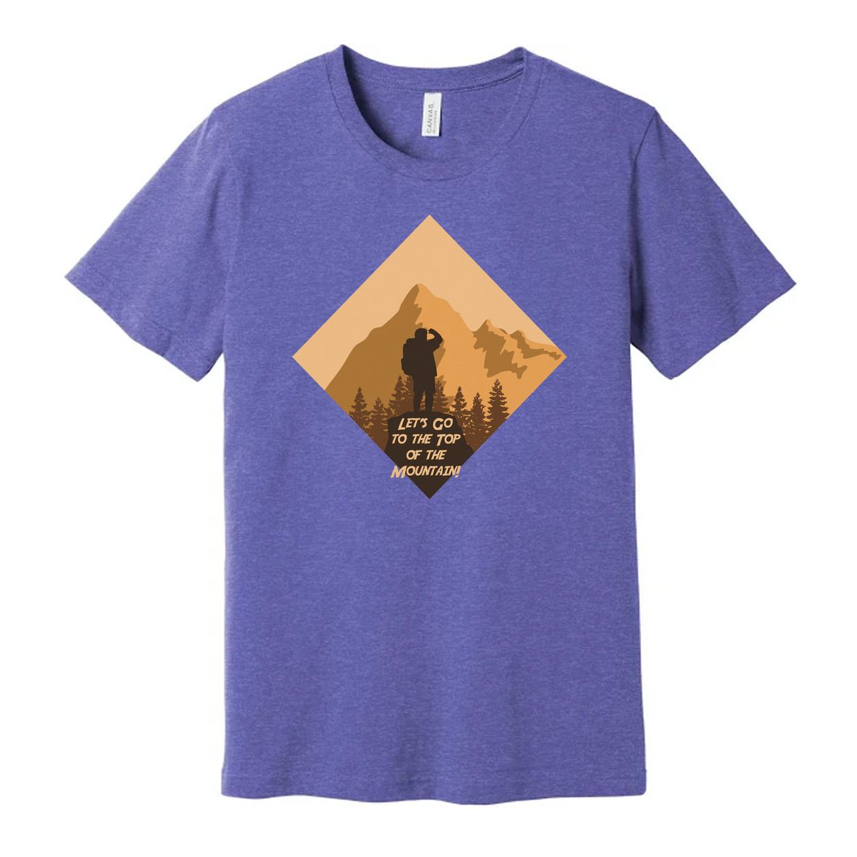 Unisex Outdoor Hiking Graphic T Shirt With Diamond Mountain Silhouette And Hiker