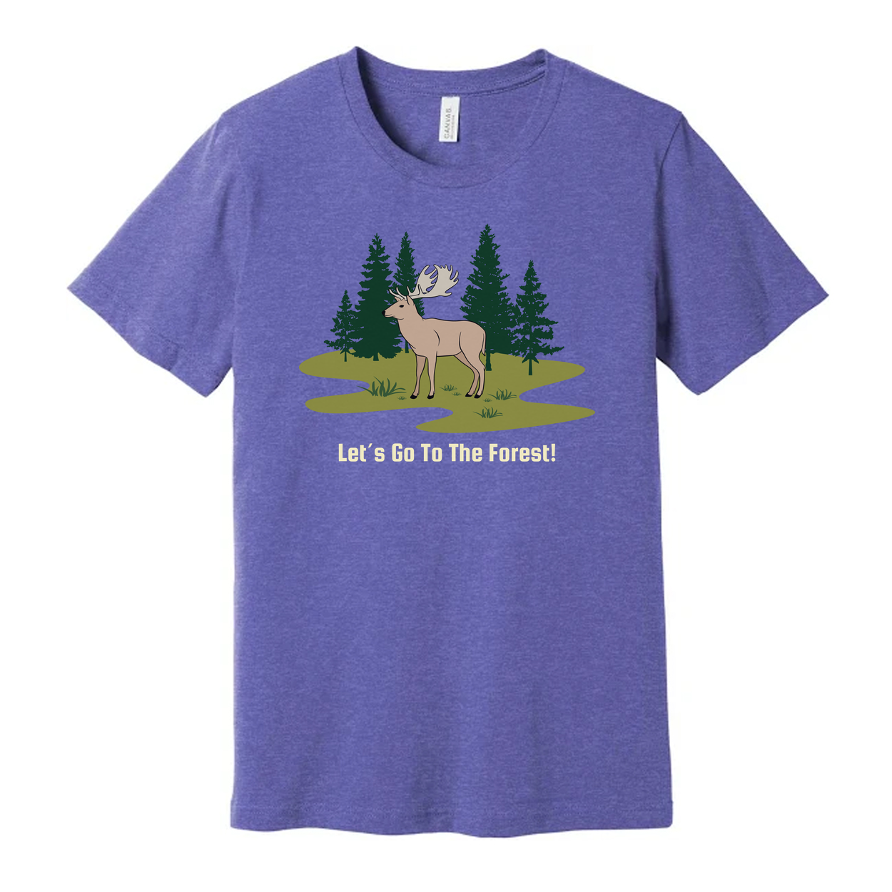 Unisex Outdoor Forest Scene T Shirt With Deer And Pine Trees Graphic Artwork For Nature Lovers