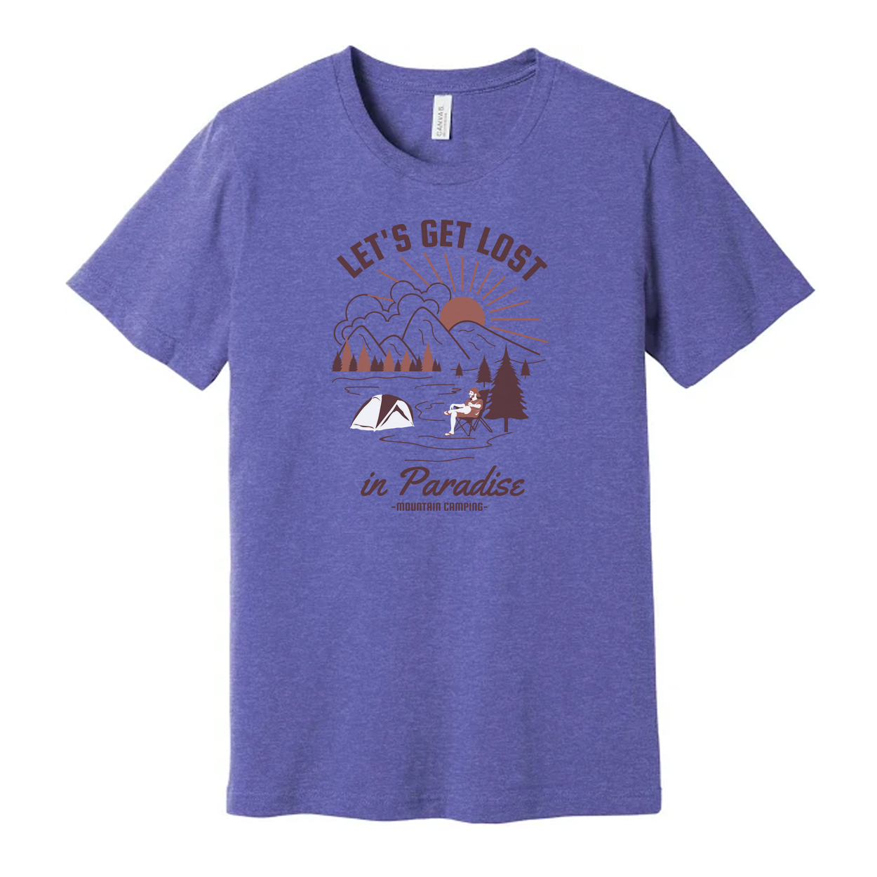 Let's Get Lost In Paradise Mountain Camping Graphic Tee For Outdoor Enthusiasts Unisex Shirt
