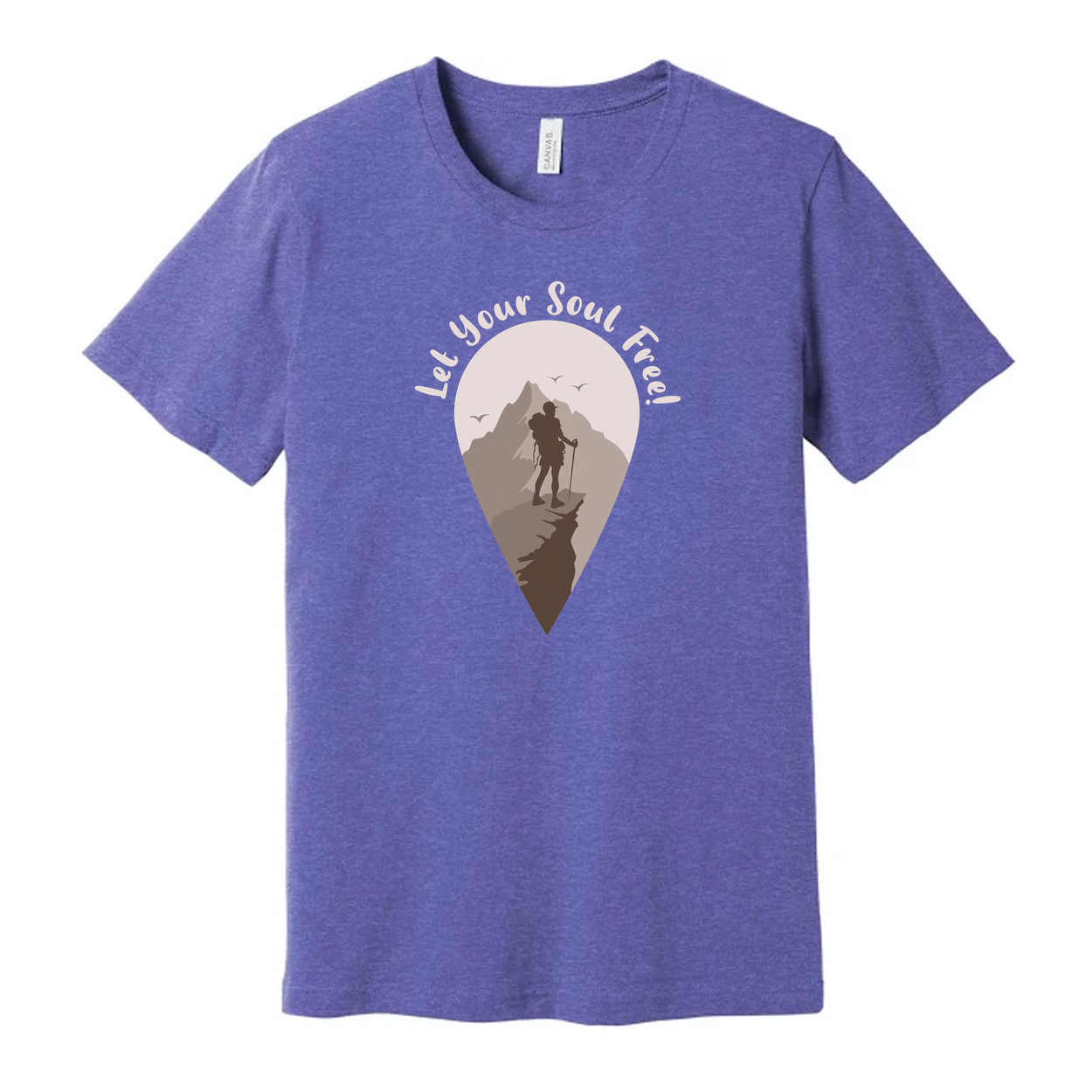 Outdoors Unisex Hiking Graphic Tee With Mountain Silhouette And Let Your Soul Feed
