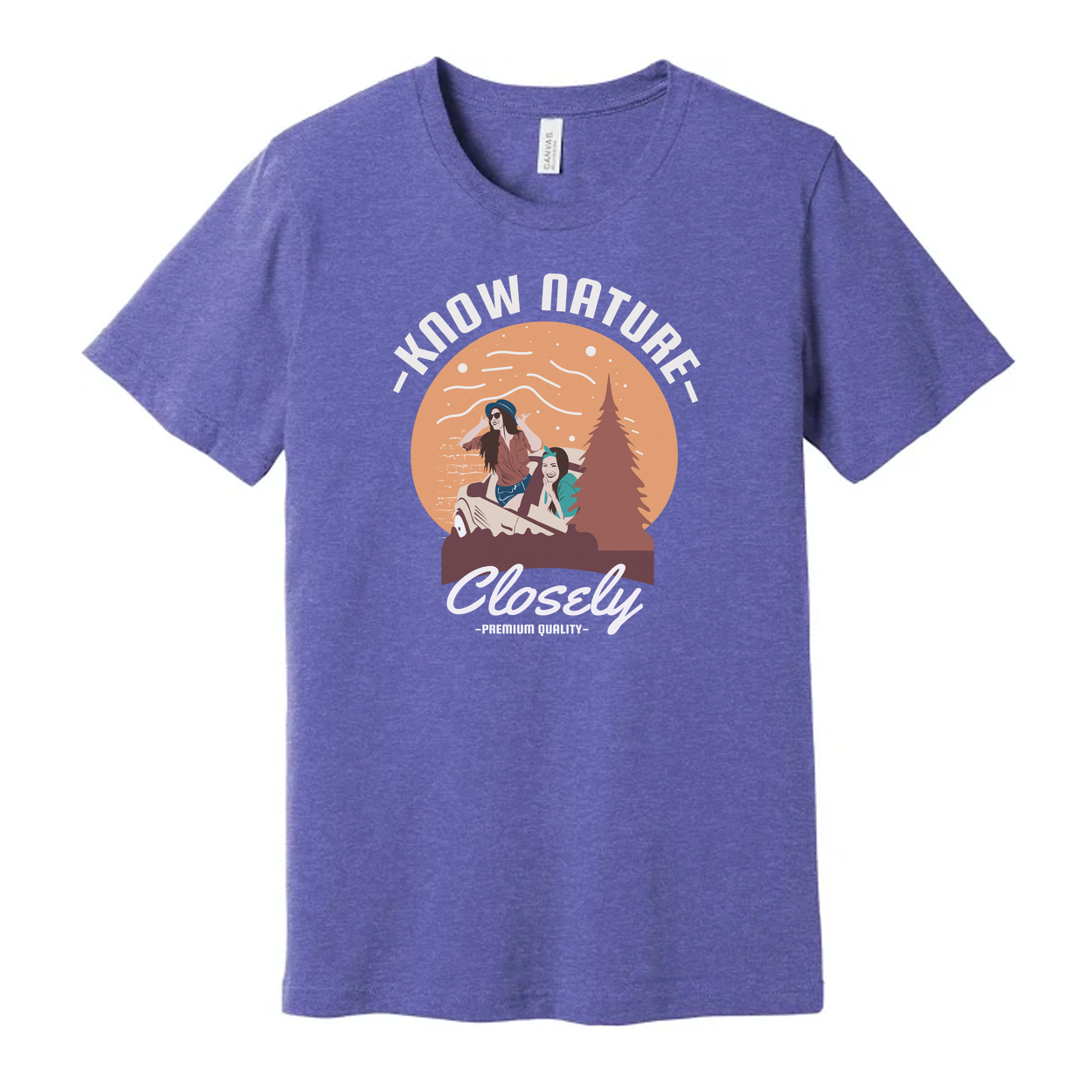 Know Nature Closely Outdoor Scene Graphic Tee With Sunset Circle For Unisex Adults