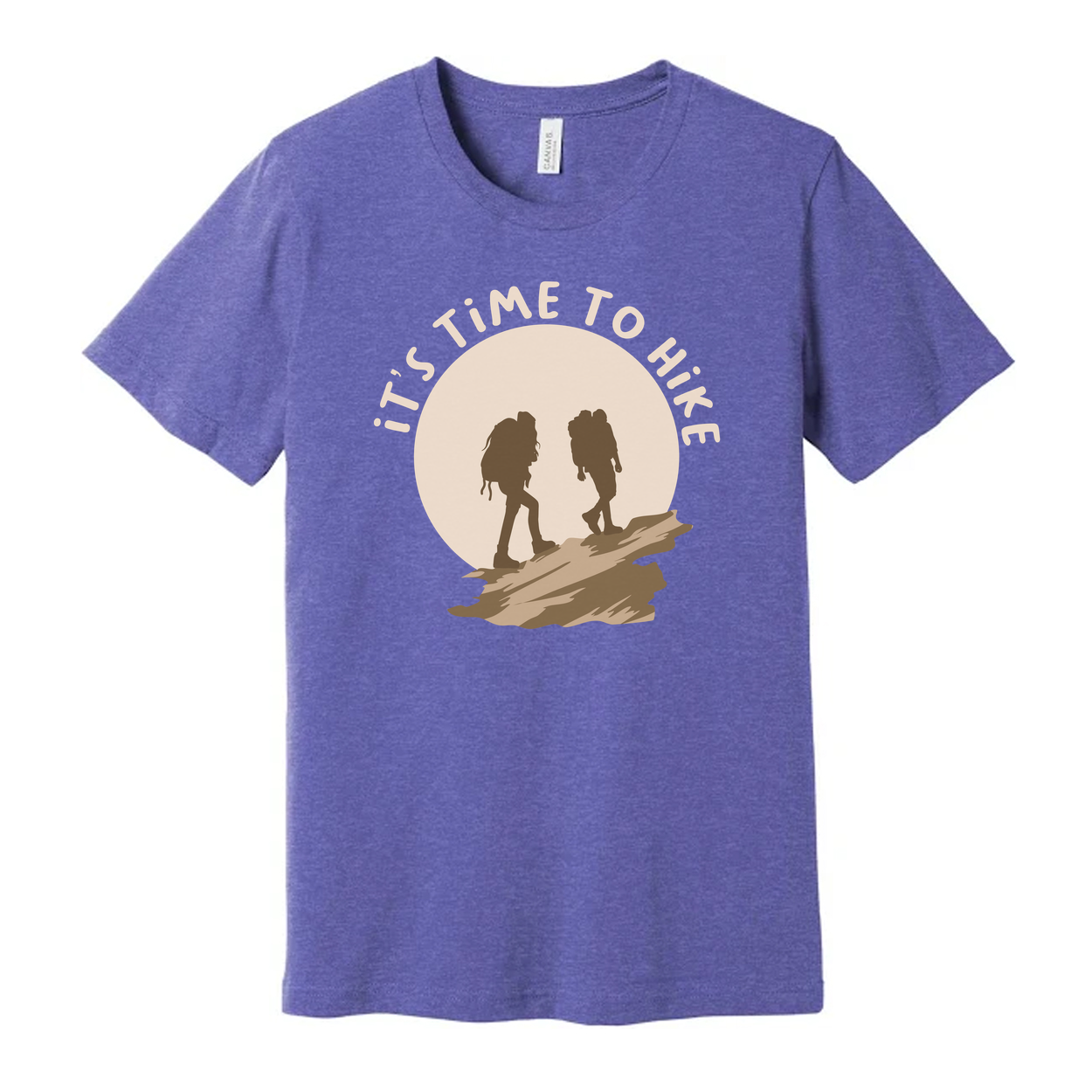 Unisex Outdoor Hiking Graphic T Shirt With Sunset Backdrop And Two Hikers Silhouette