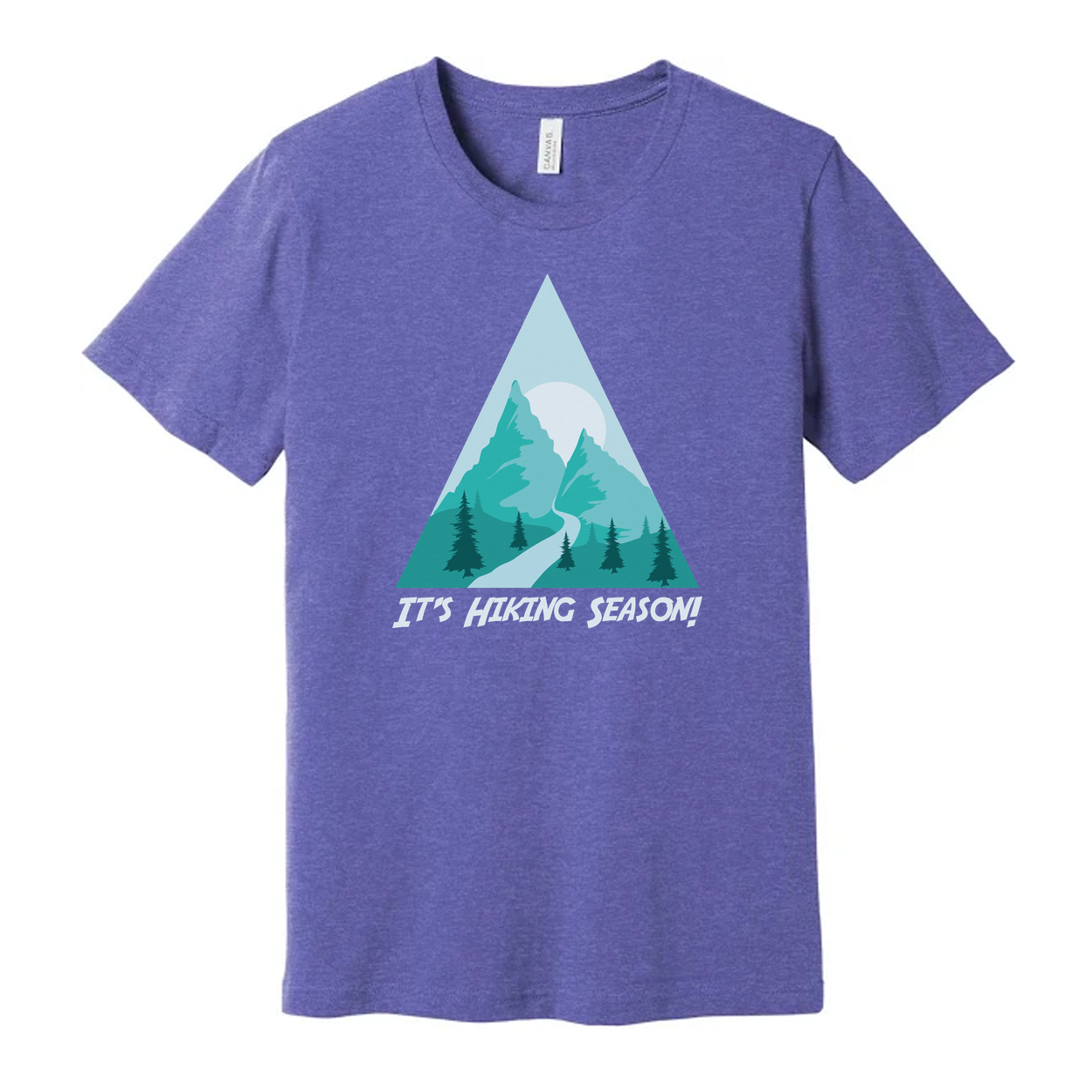 Unisex Hiking Mountain Scene Graphic Tee With Triangular Mountain Design For Outdoor Enthusiasts