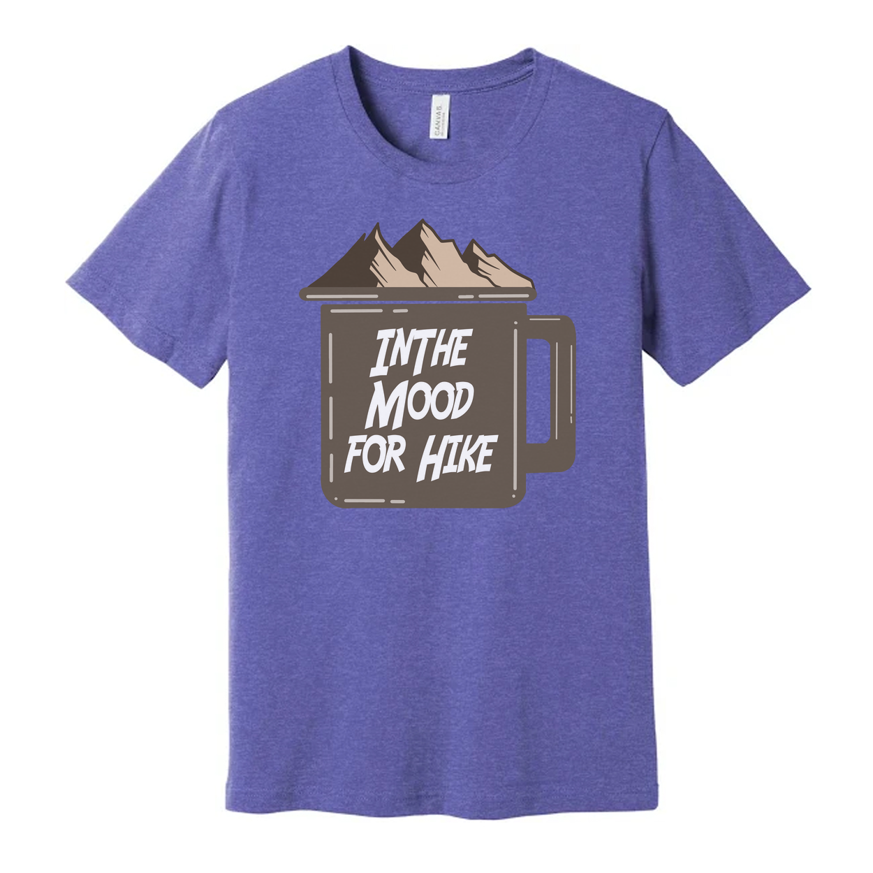 Unisex Outdoor Graphic Tee With Mountain Mug Artwork And In The Mood For Hike Quote