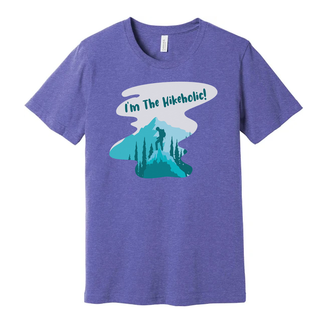 Unisex Hiking Themed T Shirt With Mountain Landscape Graphic And Hiker Silhouette Design