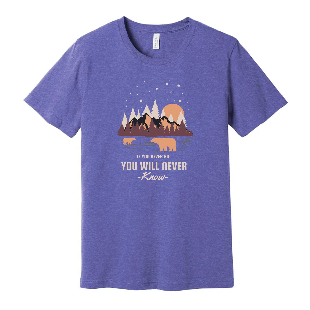 Unisex Outdoor Scene Graphic T Shirt With Forest Mountains River And Bears