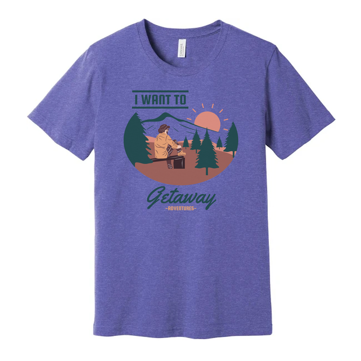 Unisex Outdoor Getaway Graphic T Shirt With Mountain Sunrise Scene For Hiking Camping Adventures