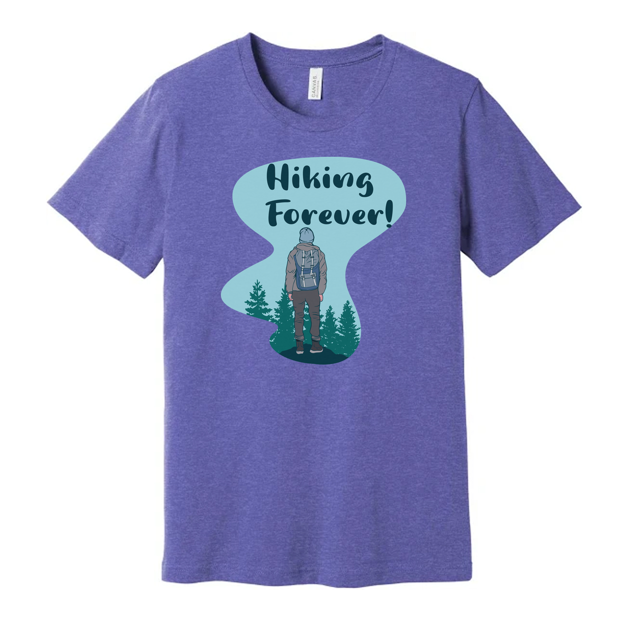 Unisex Hiking Forever Graphic T Shirt With Backpacker And Forest Scene Artwork For Outdoor Enthusiasts
