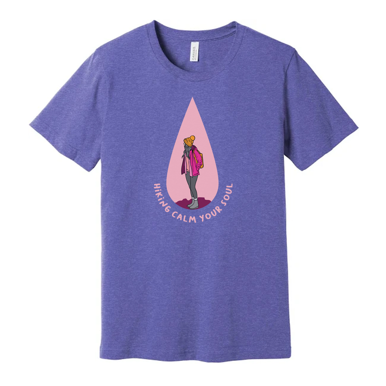 Unisex Outdoor Hiking T Shirt With Pink Teardrop Graphic And Hiking Calm Your Soul