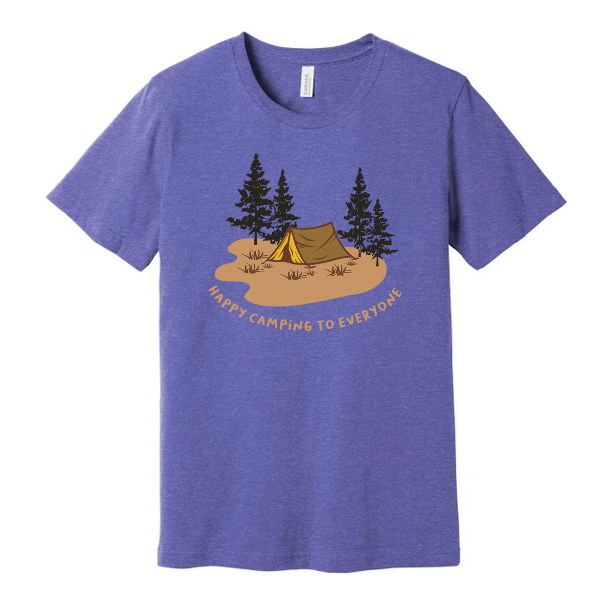 Unisex Outdoor Camping T Shirt With Tent And Pine Trees Graphic For Adventures And Hiking