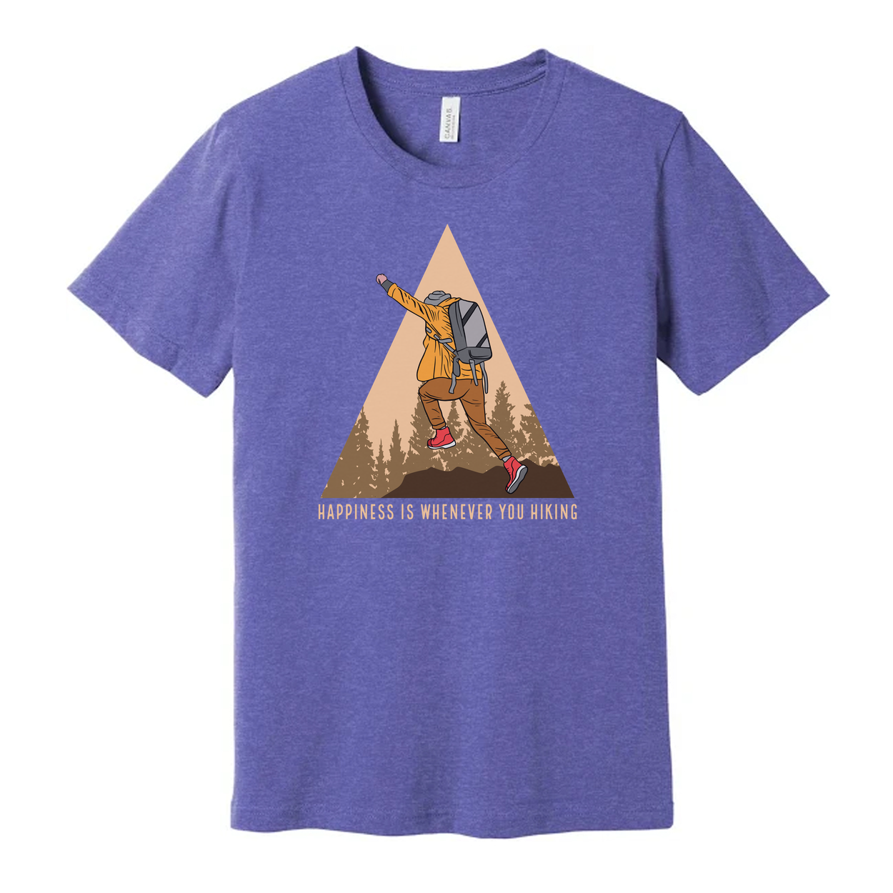 Unisex Hiking Graphic Tee For Outdoor Enthusiasts With Triangle Mountain Landscape Design Edition