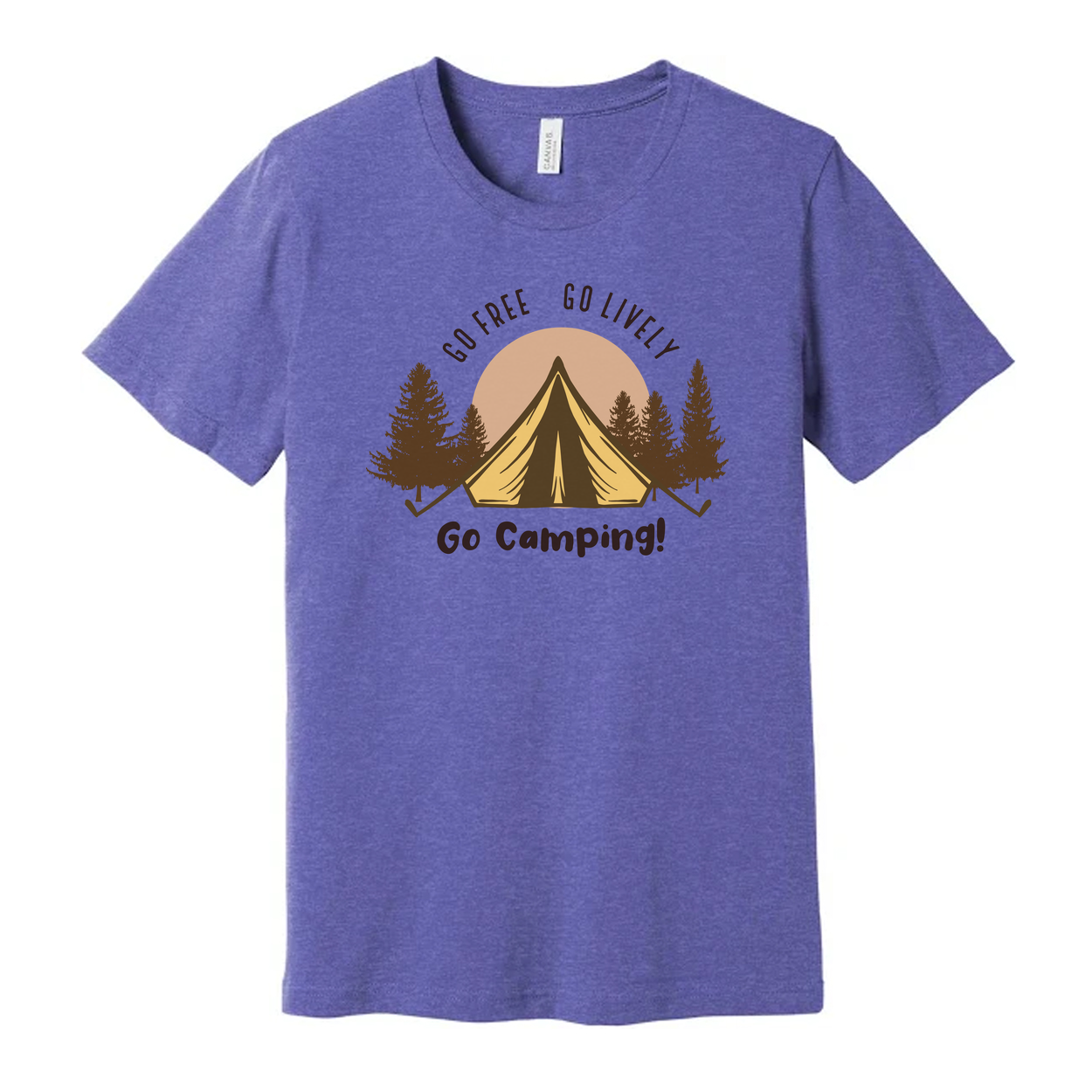 Go Camping Graphic Tee For Outdoors Enthusiasts Unisex Short Sleeve Shirt With Tent And Trees