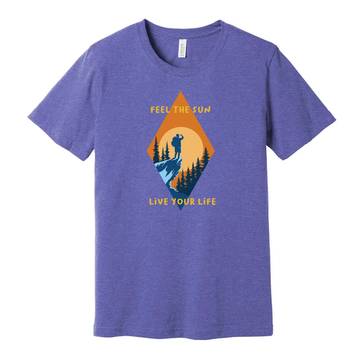 Unisex Outdoor Adventure T Shirt With Sunset Hiker Graphic And Forest Landscape For Outdoor Enthusiasts