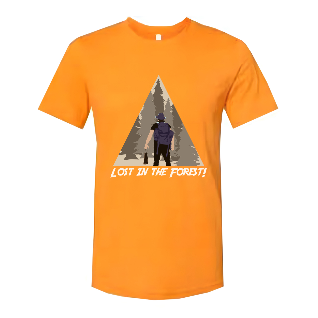 Lost In The Forest Hiking Graphic Tee With Woodland Triangle Illustration For Outdoor Enthusiasts
