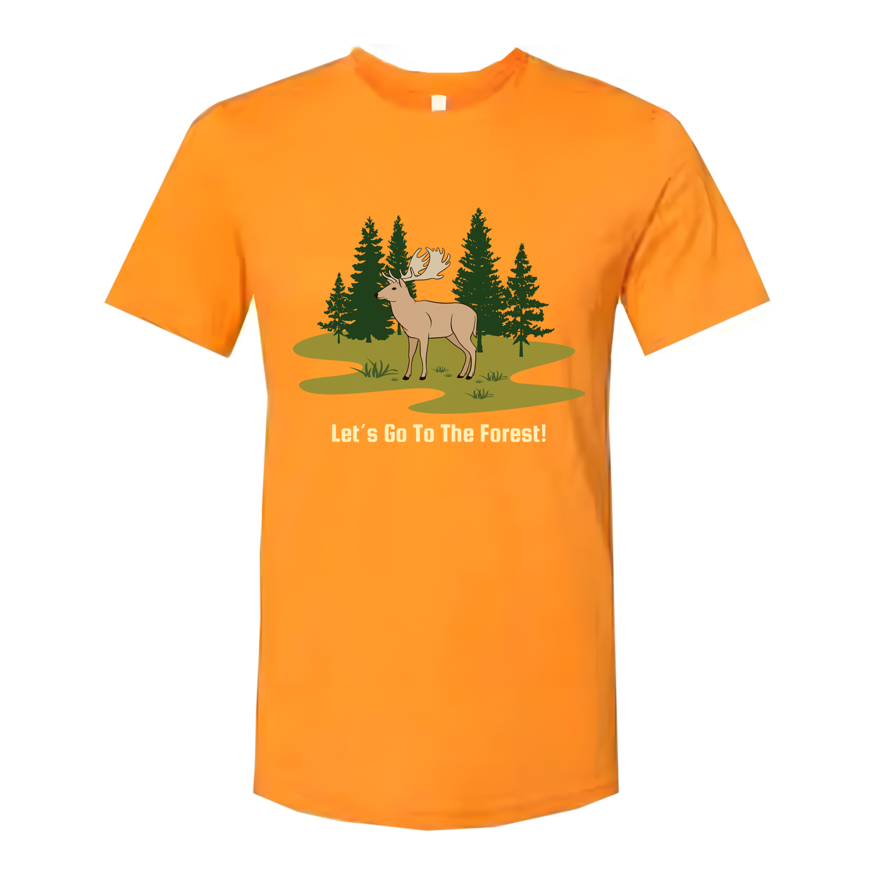 Unisex Outdoor Forest Scene T Shirt With Deer And Pine Trees Graphic Artwork For Nature Lovers