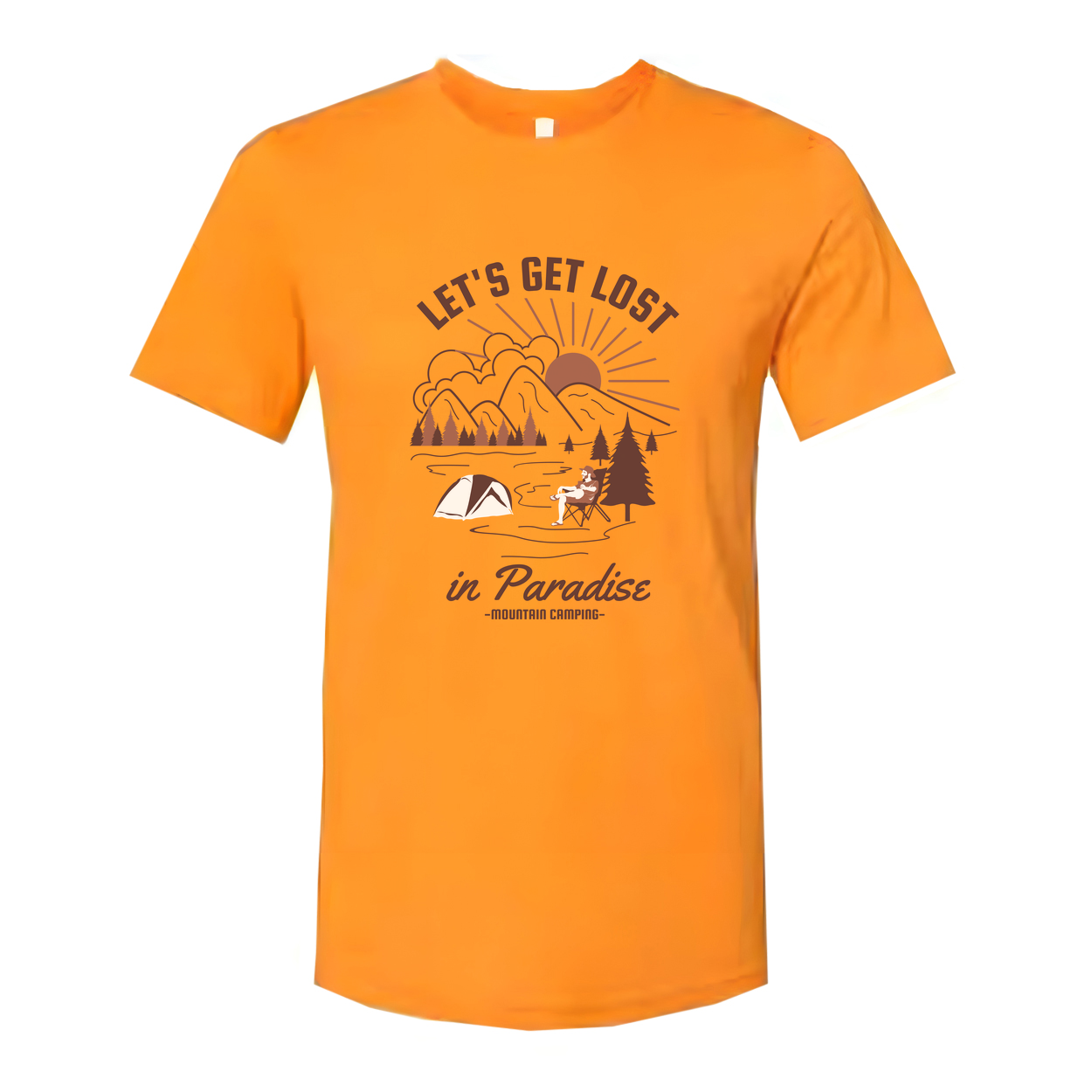Let's Get Lost In Paradise Mountain Camping Graphic Tee For Outdoor Enthusiasts Unisex Shirt