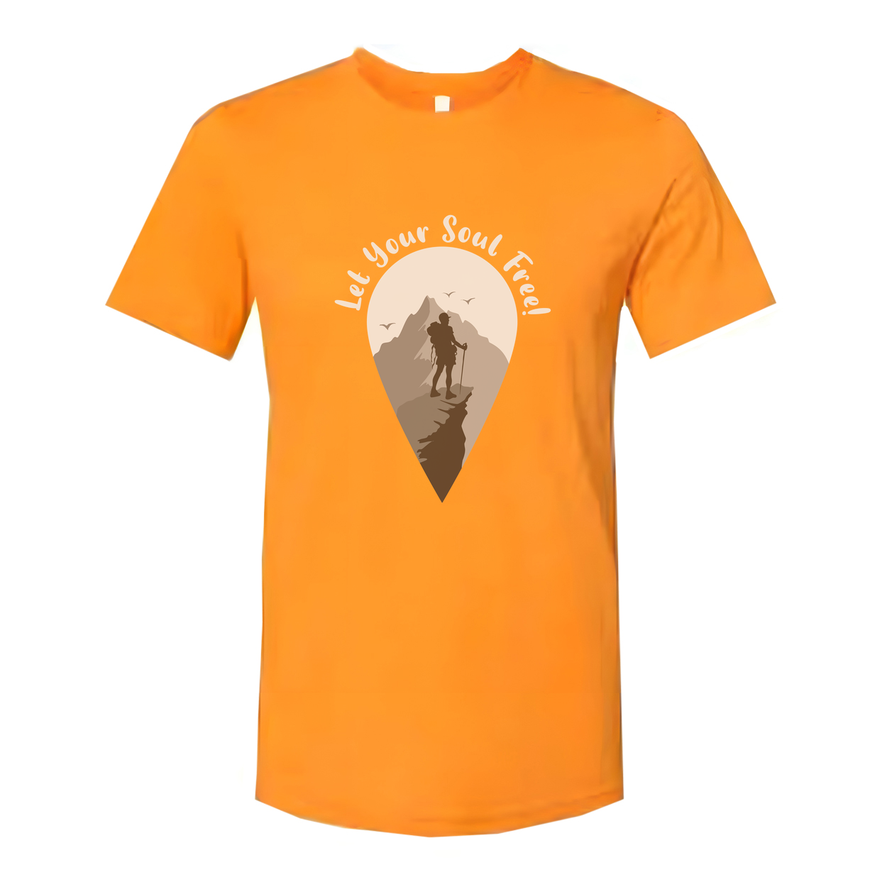 Outdoors Unisex Hiking Graphic Tee With Mountain Silhouette And Let Your Soul Feed