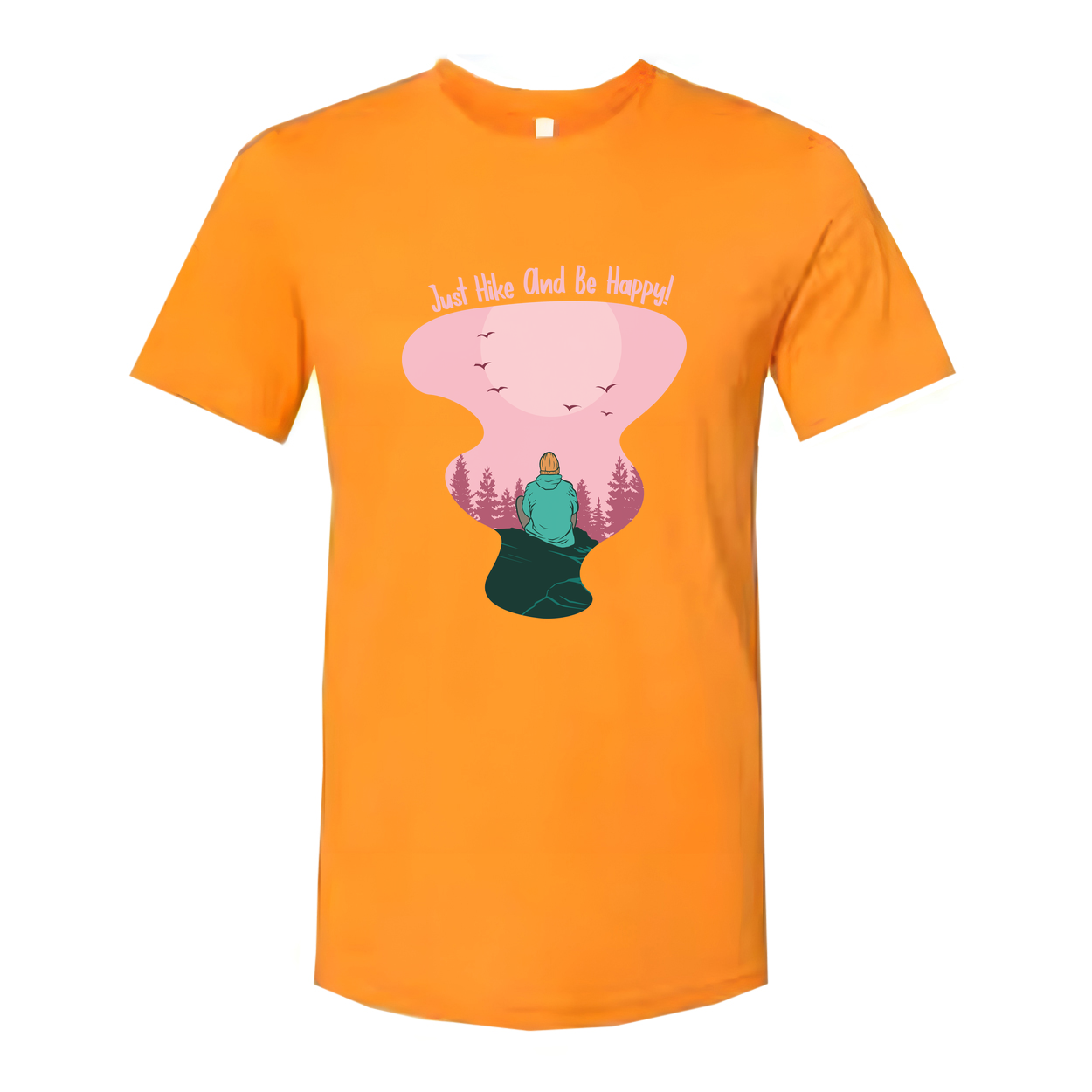 Unisex Outdoor Hiking Graphic T Shirt Featuring Pink Landscape And Nature Scene Artwork